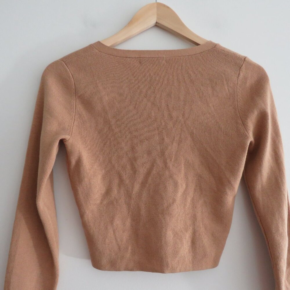 ARITZIA BABATON Georgia Cropped Wool Blend Cardigan in Camel Tan - Size XS - Picture 11 of 15